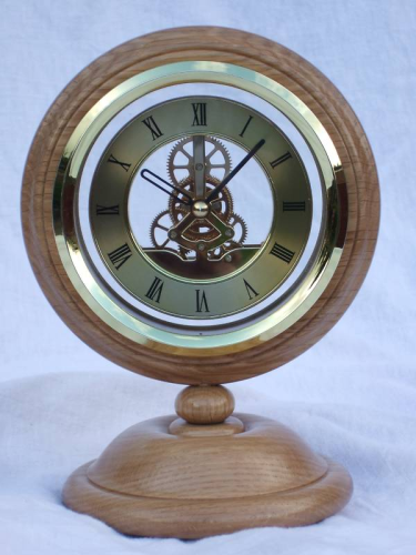 Oak Mantel clock with Skeleton Quartz movement