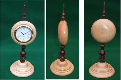 Cuban Mahogany & Maple pedestal Mantle Clock -hand crafted